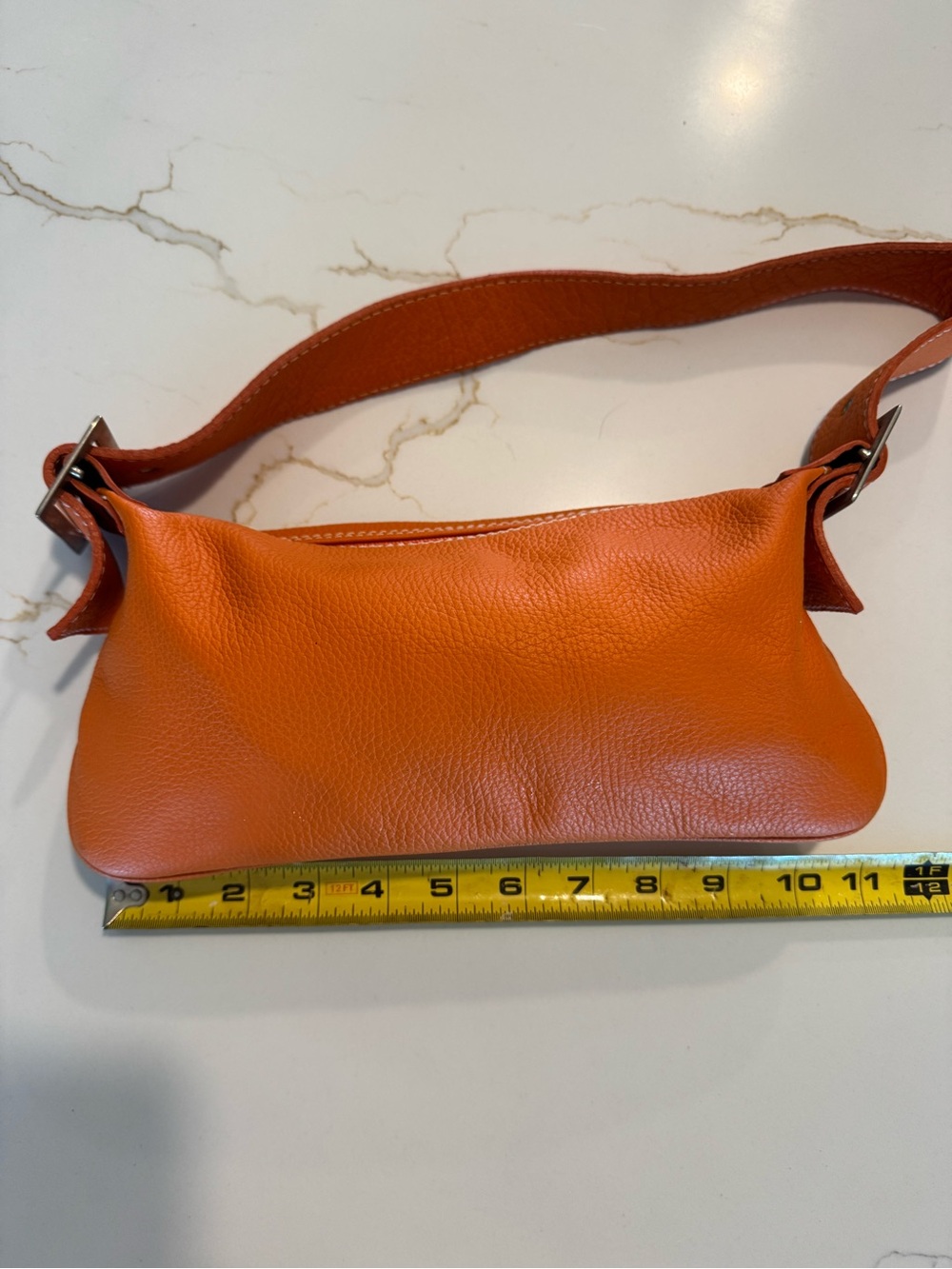 Vera Pelle Orange Leather Shoulder Bag - Picture 5 of 11